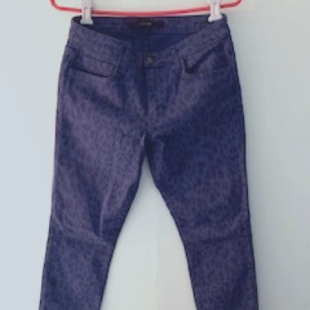 Joe's Jeans Womens 27 Blue Leopard Print High Water Fit Made in USA Ankle